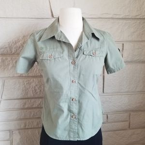 DC Green Military Inspired Boyfriend Button Shirt
